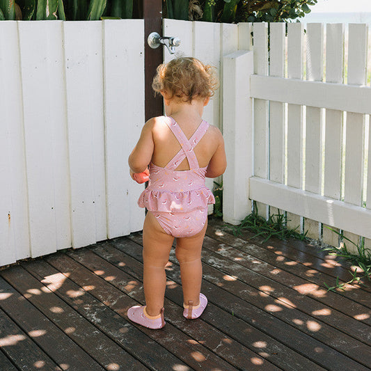 Bañador Cruzado con Volantes Whale Pink - Monnëka