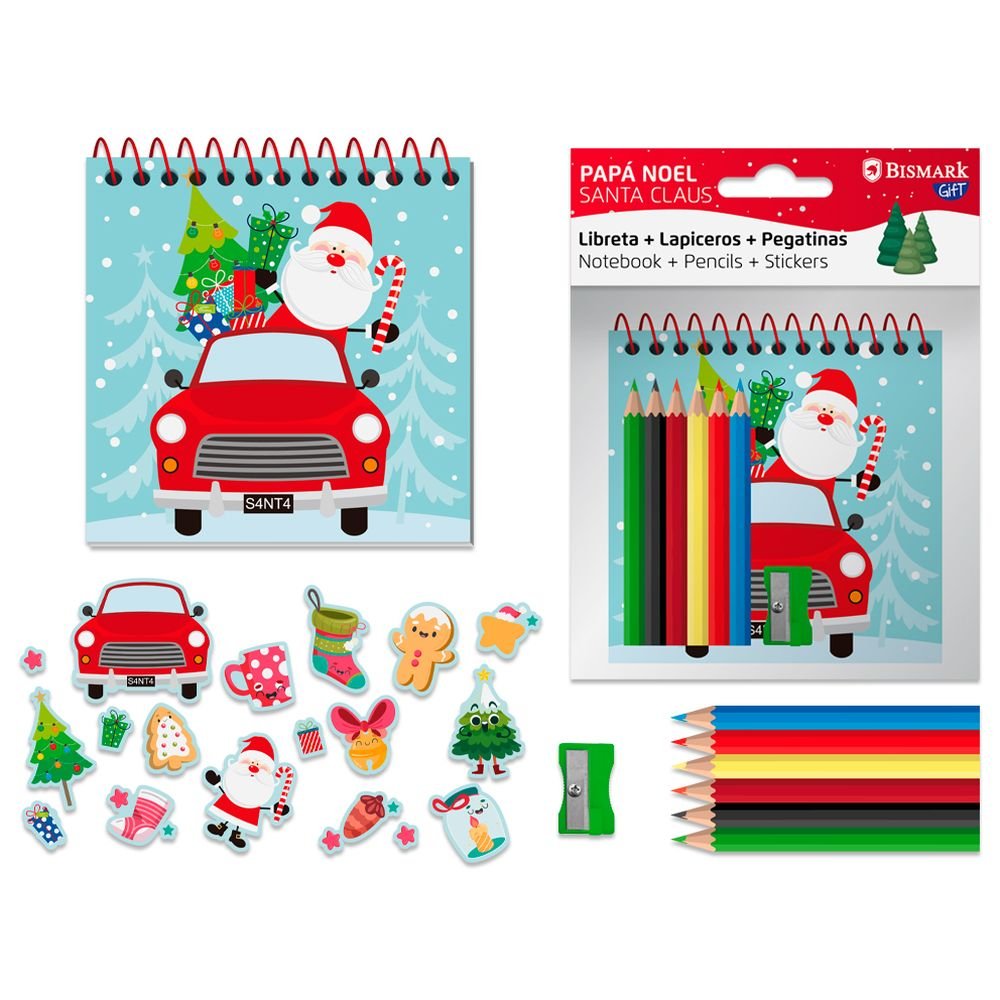 Mini Libreta Papá Noel Con Colores y Pegatinas