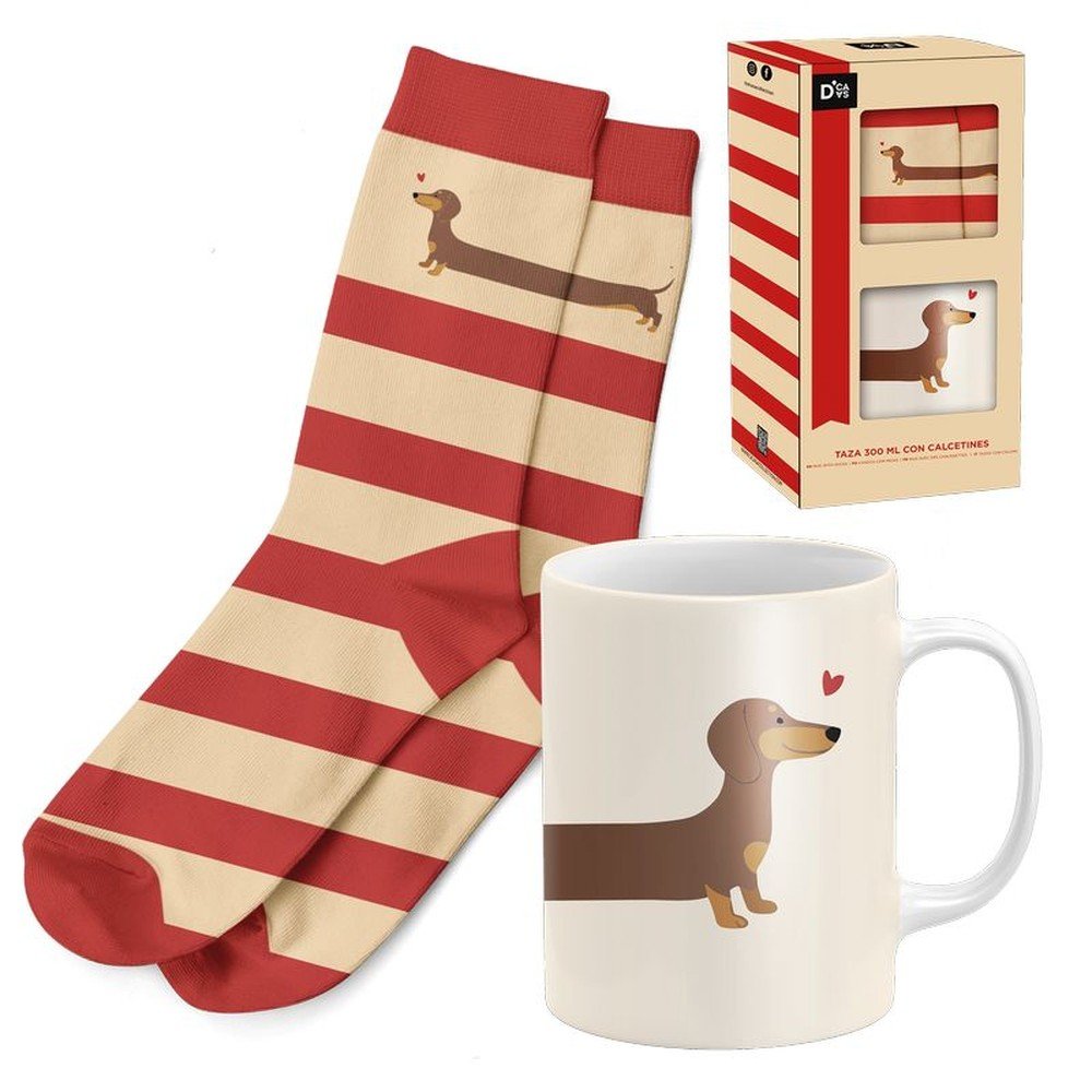 Set Regalo Taza 300 ml con Calcetines Teckel