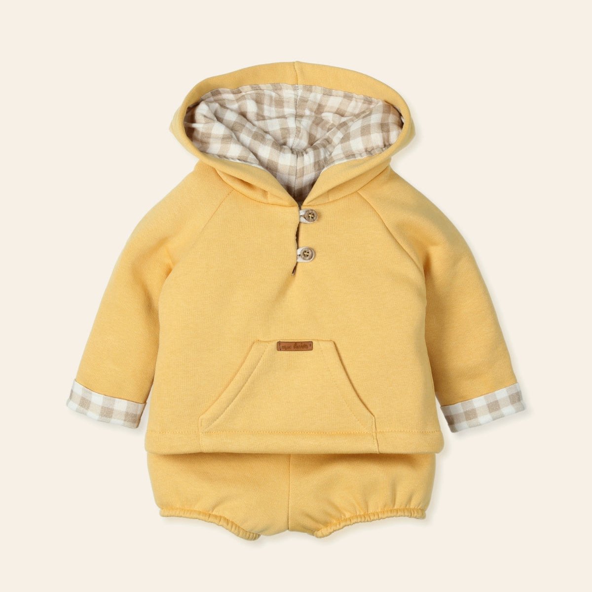Conjunto sudadera capucha y culotte mostaza Abrazar - Mac Ilusión