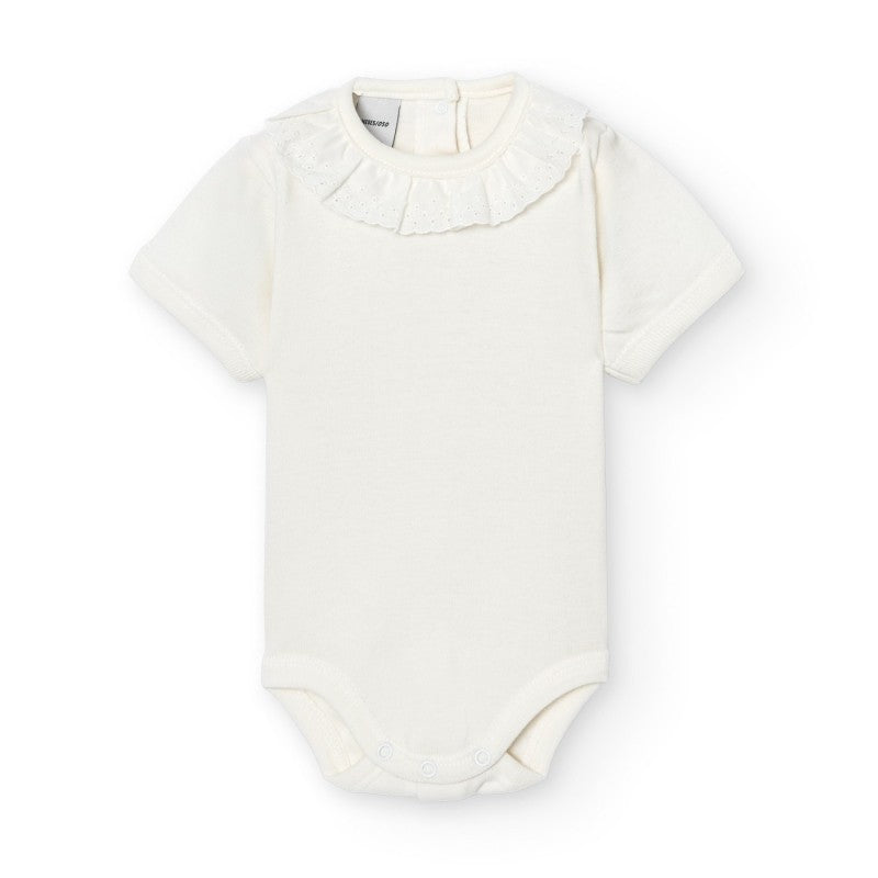 Body manga corta cuello batista beige - Babidu