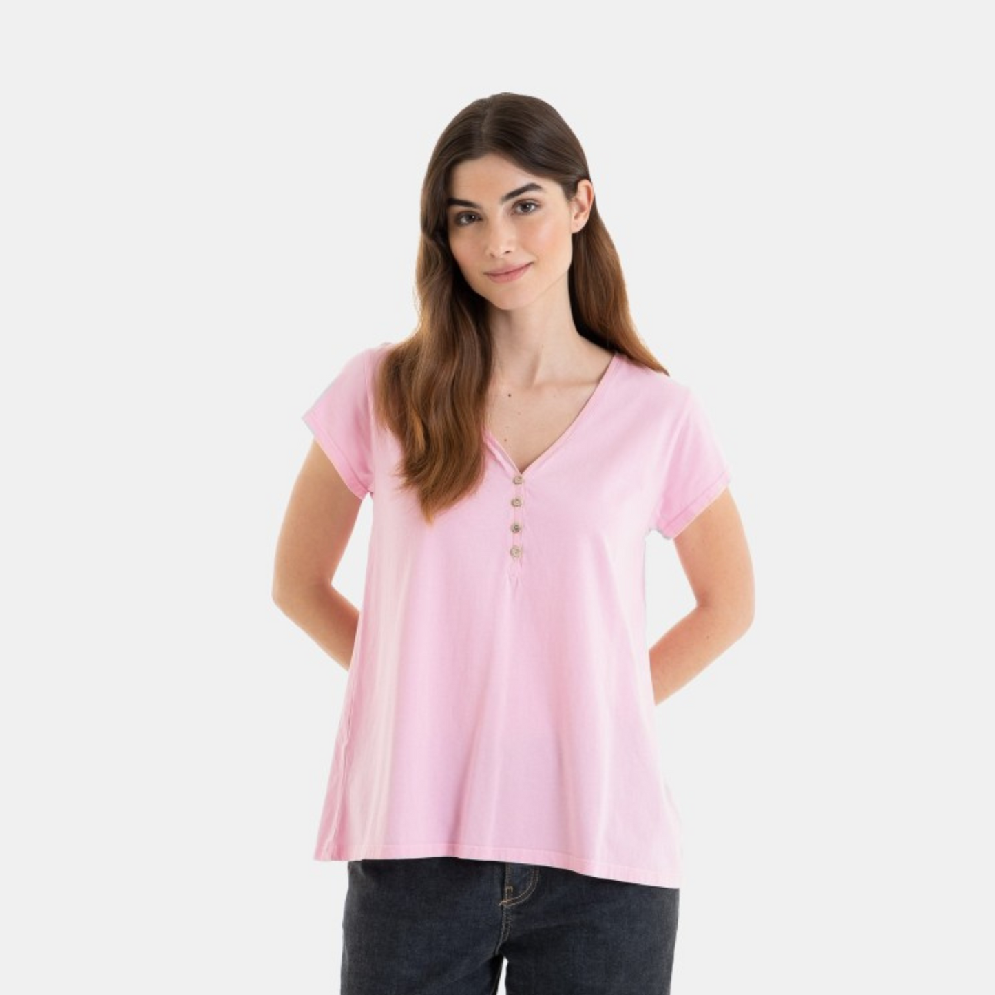 Camiseta hombro caido rosa - Massana