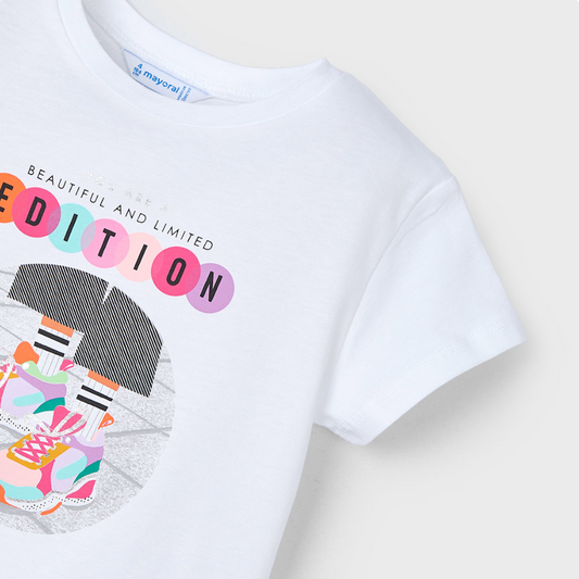 Camiseta básica blanca niña Mayoral