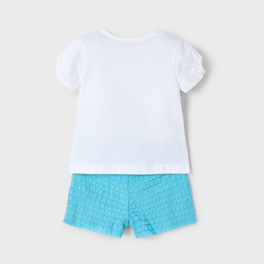 Conjunto ágata pantalón corto fantasía y camiseta niña Mayoral
