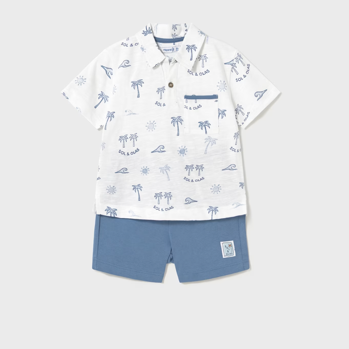Conjunto bermuda y polo sol y olas azul Mayoral
