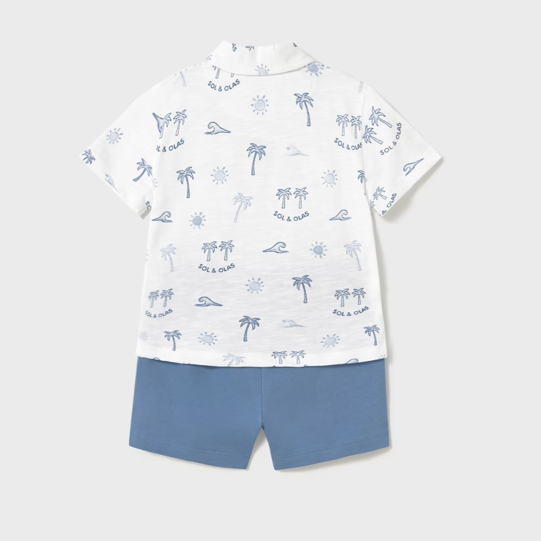 Conjunto bermuda y polo sol y olas azul Mayoral