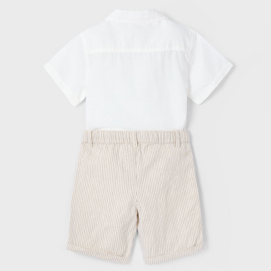 Conjunto vestir bermuda y camisa beige - Mayoral