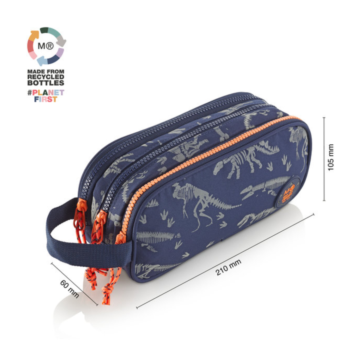 Estuche portatodo triple con asa Dinoworld - Miquelrius