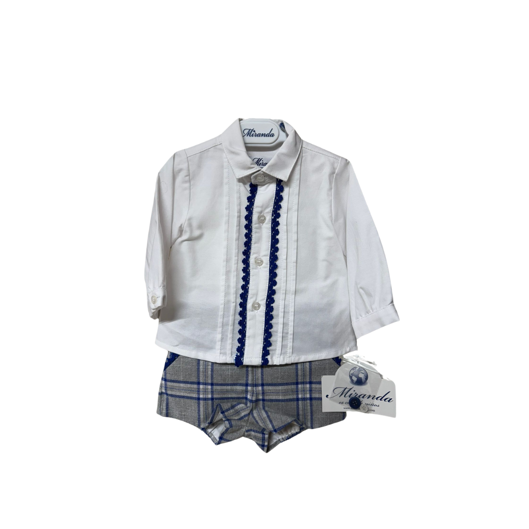 Conjunto bebe cuadro azul y gris - Miranda