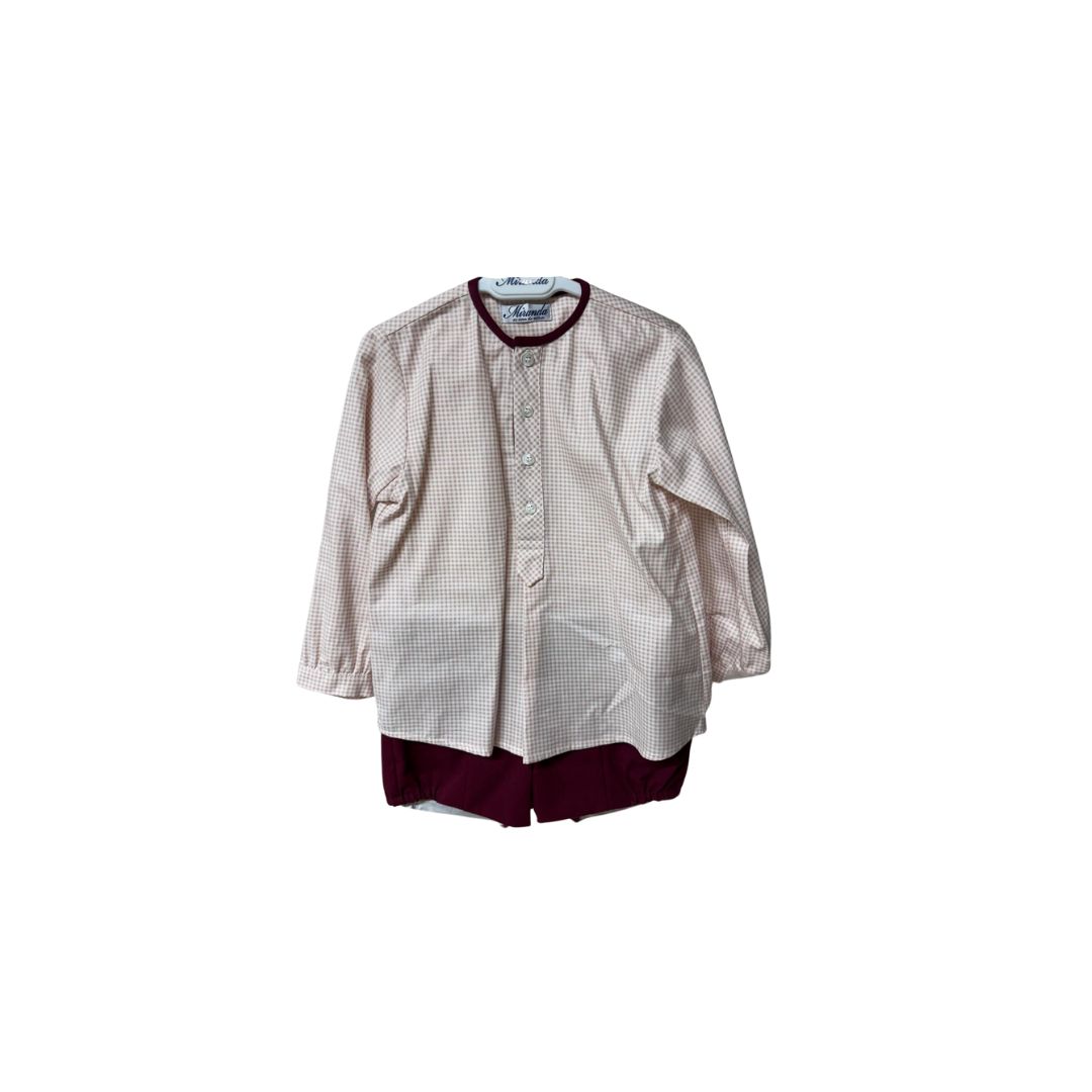Conjunto bebe vichy burdeos - Miranda
