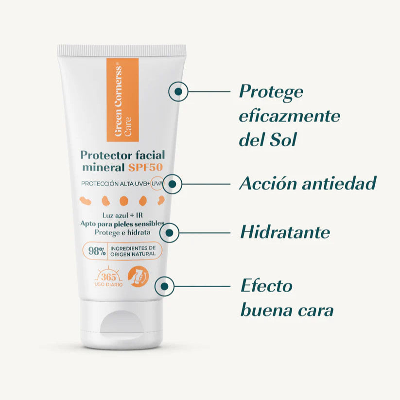 Protector facial mineral SPF50 50ml - Green Cornerss