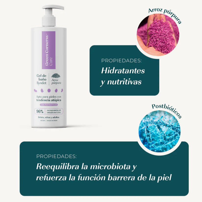 Gel de Baño de Arroz Púrpura 400ml - Green Cornerss