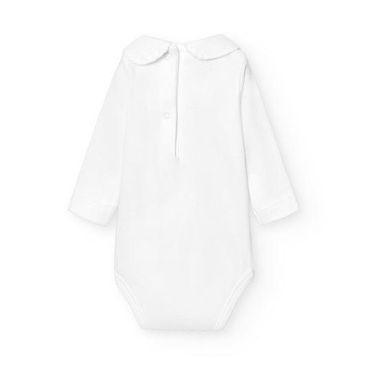 Body unisex cuello polo piqué blanco - Babidu