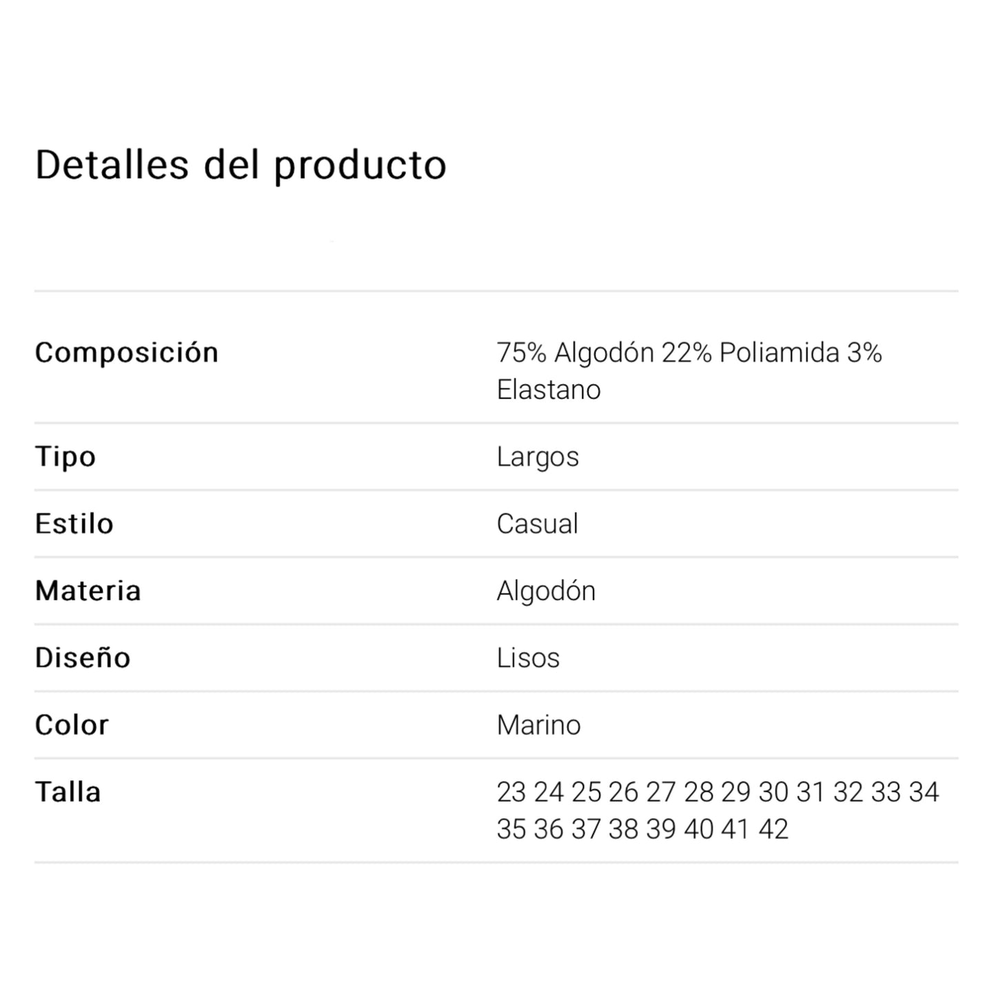 Pack de 3 calcetines marino de algodón lisos - Basix largos