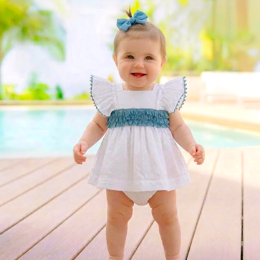 Vestido bebé niña lazada azul - Miranda