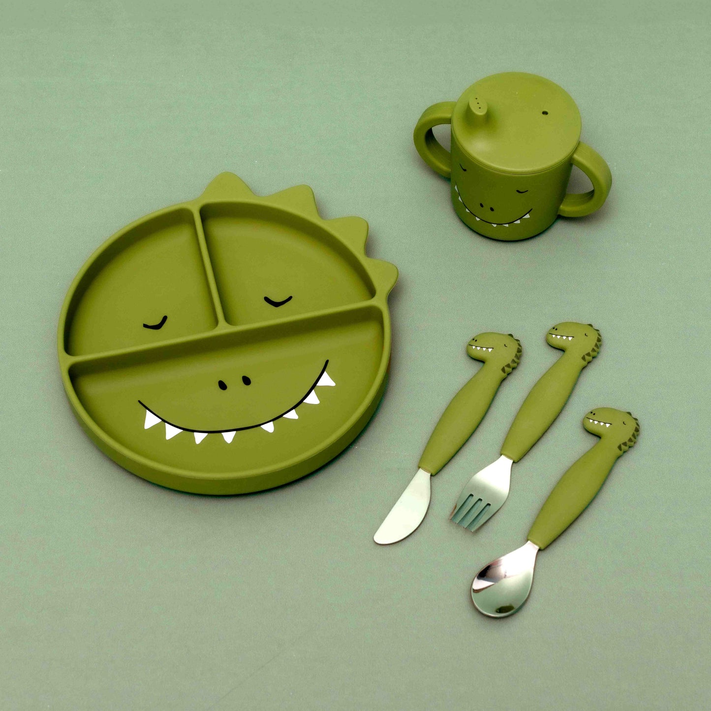 Set 3 cubiertos silicona Mr. Dino - Trixie