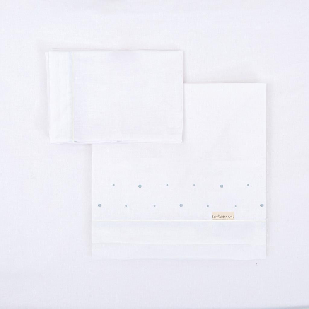 Juego sábanas Puntos azul Minicuna Bimbidreams