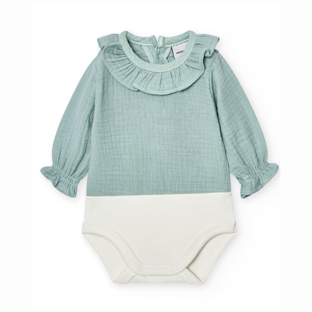 Body unisex con volante Bambula Mint - Babidu