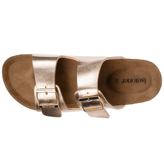 Sandalias dos tiras ajustables rosa metalizado - Isotoner