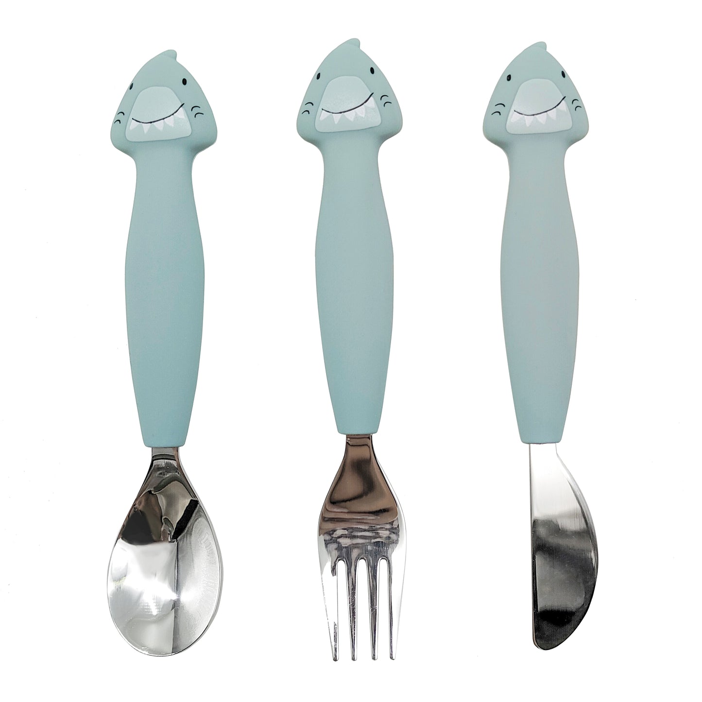 Set 3 cubiertos silicona Mr. Shark - Trixie