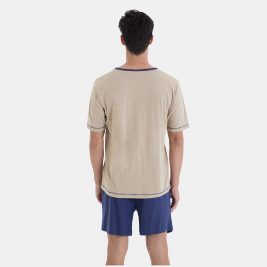 Pijama manga corta estampado beige - Massana