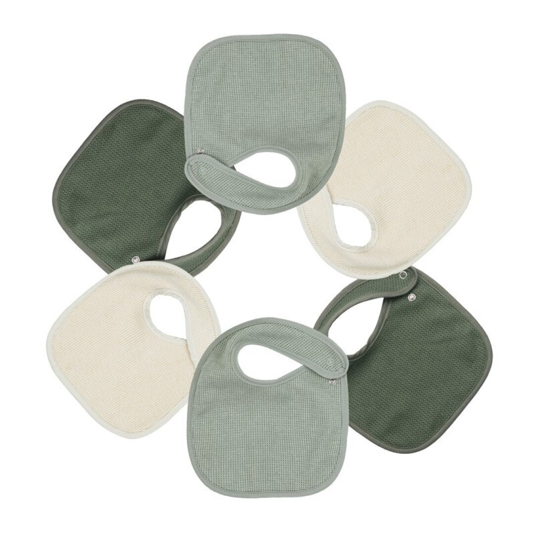 Pack de 6 baberos beige y salvia - 3KG7