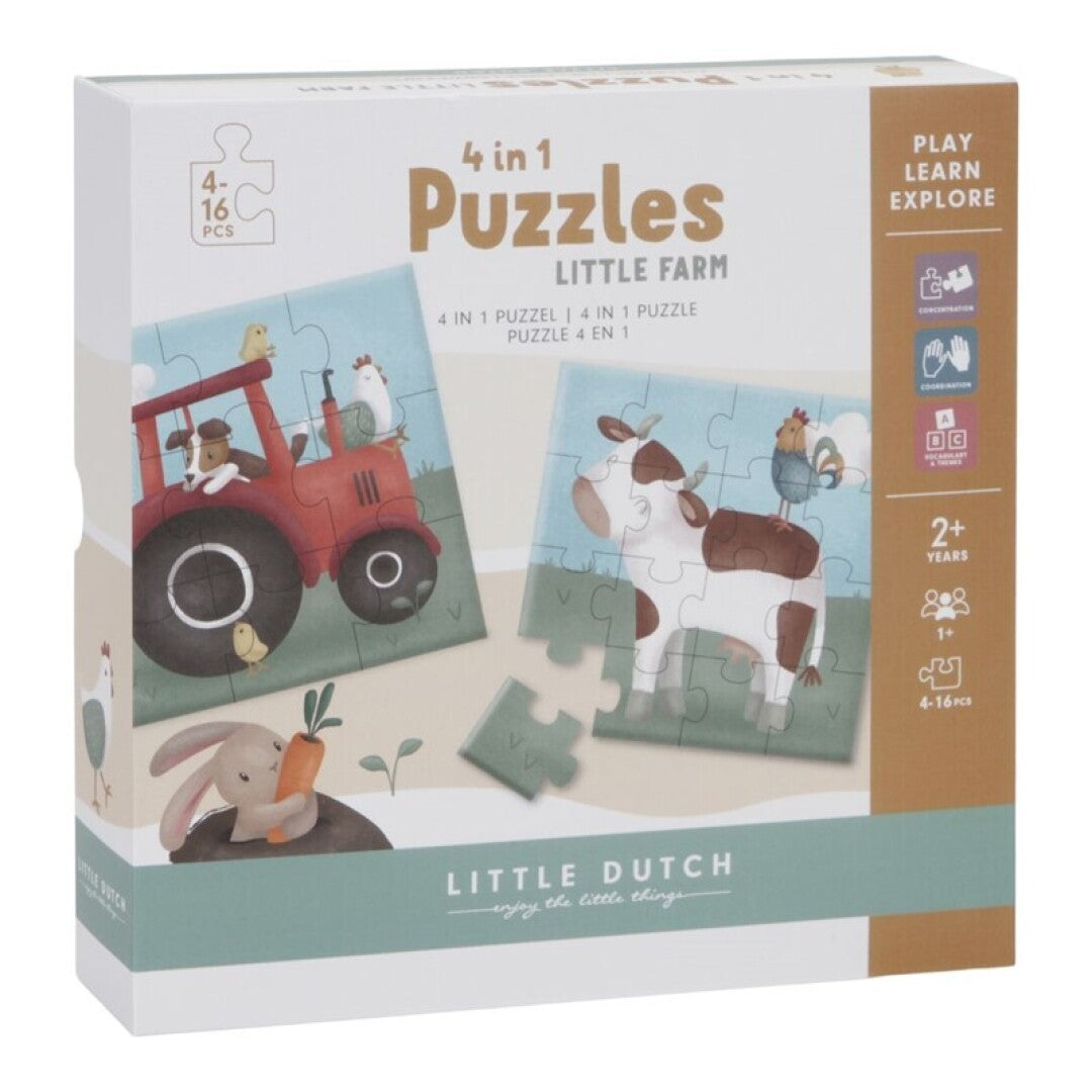 Puzzle 4 en 1 Pequeña Granja - Little Dutch