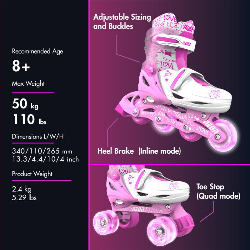 Patines Combo Neón 34-37 rosa Yvolution