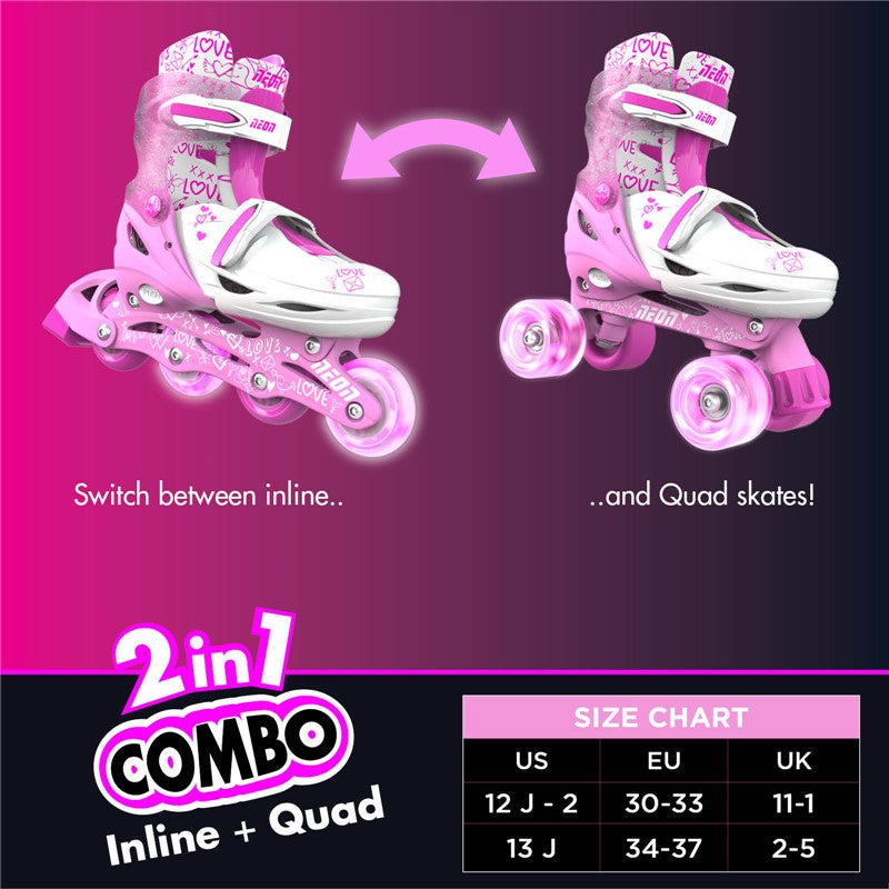 Patines Combo Neón 34-37 rosa Yvolution