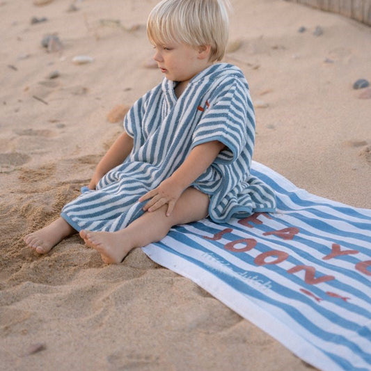 Toalla de playa Ocean Sea Life azul - Little Dutch