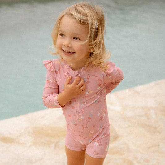 Mono baño manga larga Ocean Treasures rosa - Little Dutch