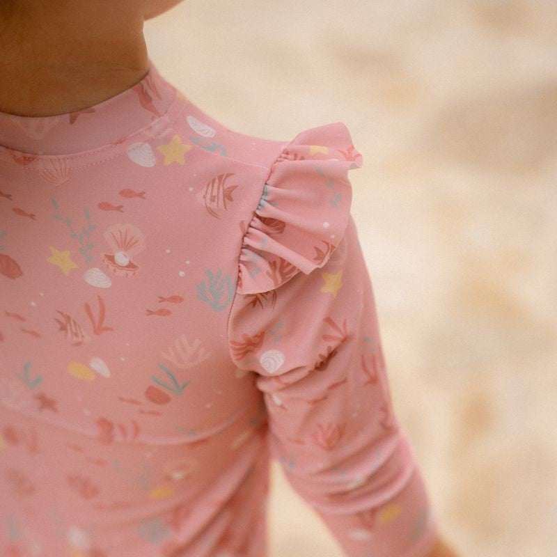 Mono baño manga larga Ocean Treasures rosa - Little Dutch
