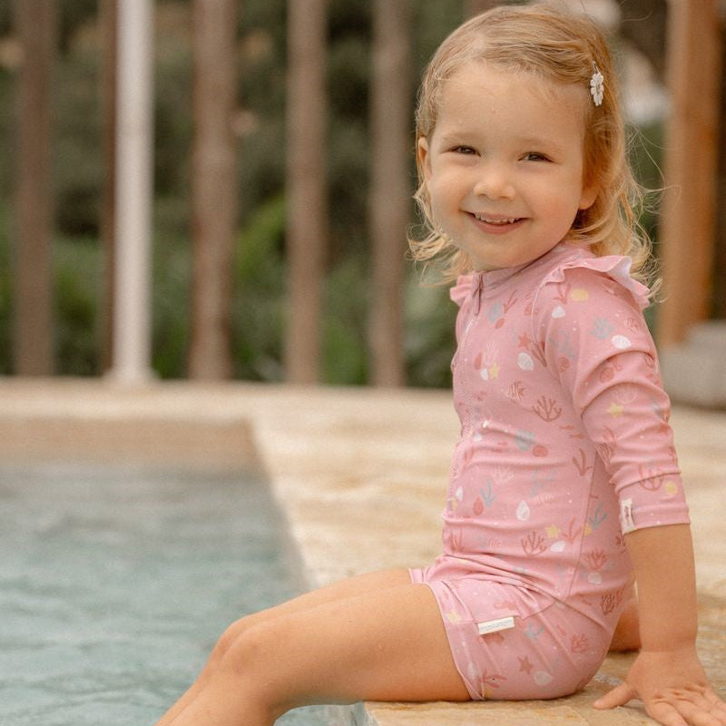 Mono baño manga larga Ocean Treasures rosa - Little Dutch