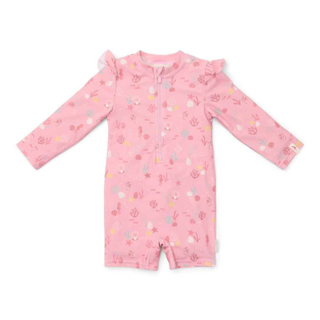 Mono baño manga larga Ocean Treasures rosa - Little Dutch