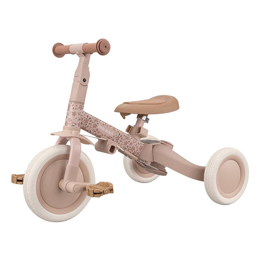 Triciclo con barra rosa flores - Little Dutch
