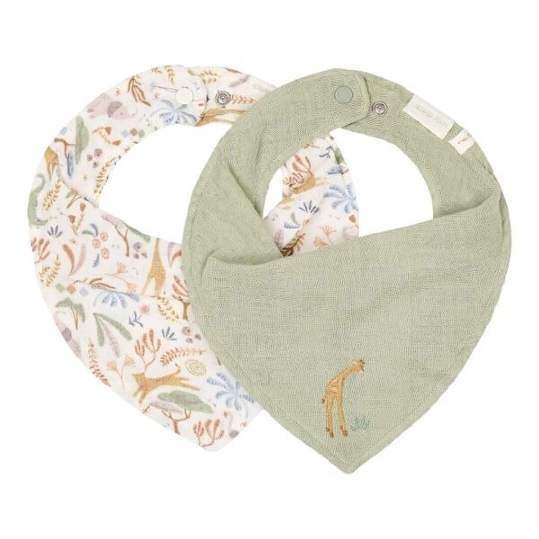 Set 2 bandanas muselina Jirafa Safari Friends - Little Dutch