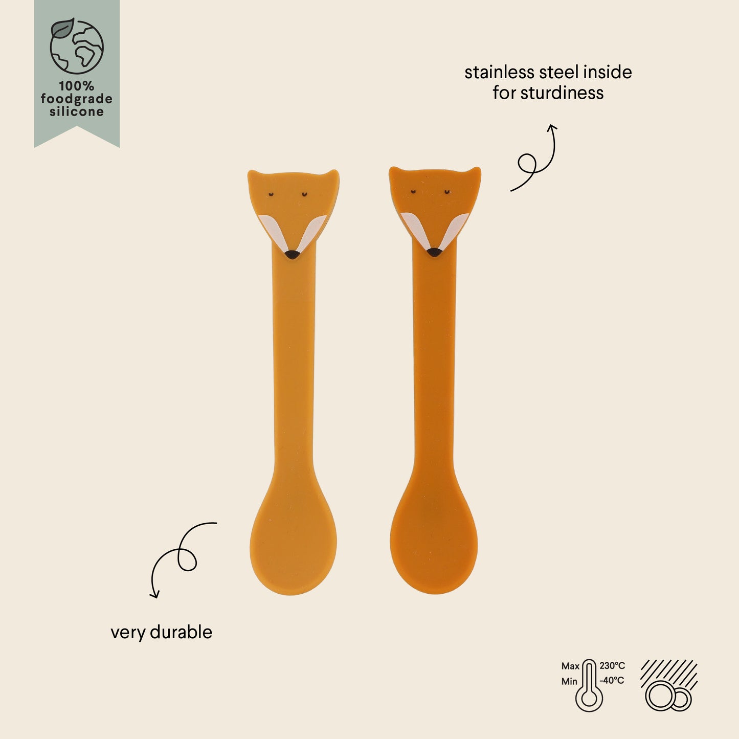 Set 2 cucharas silicona Mr. Fox - Trixie