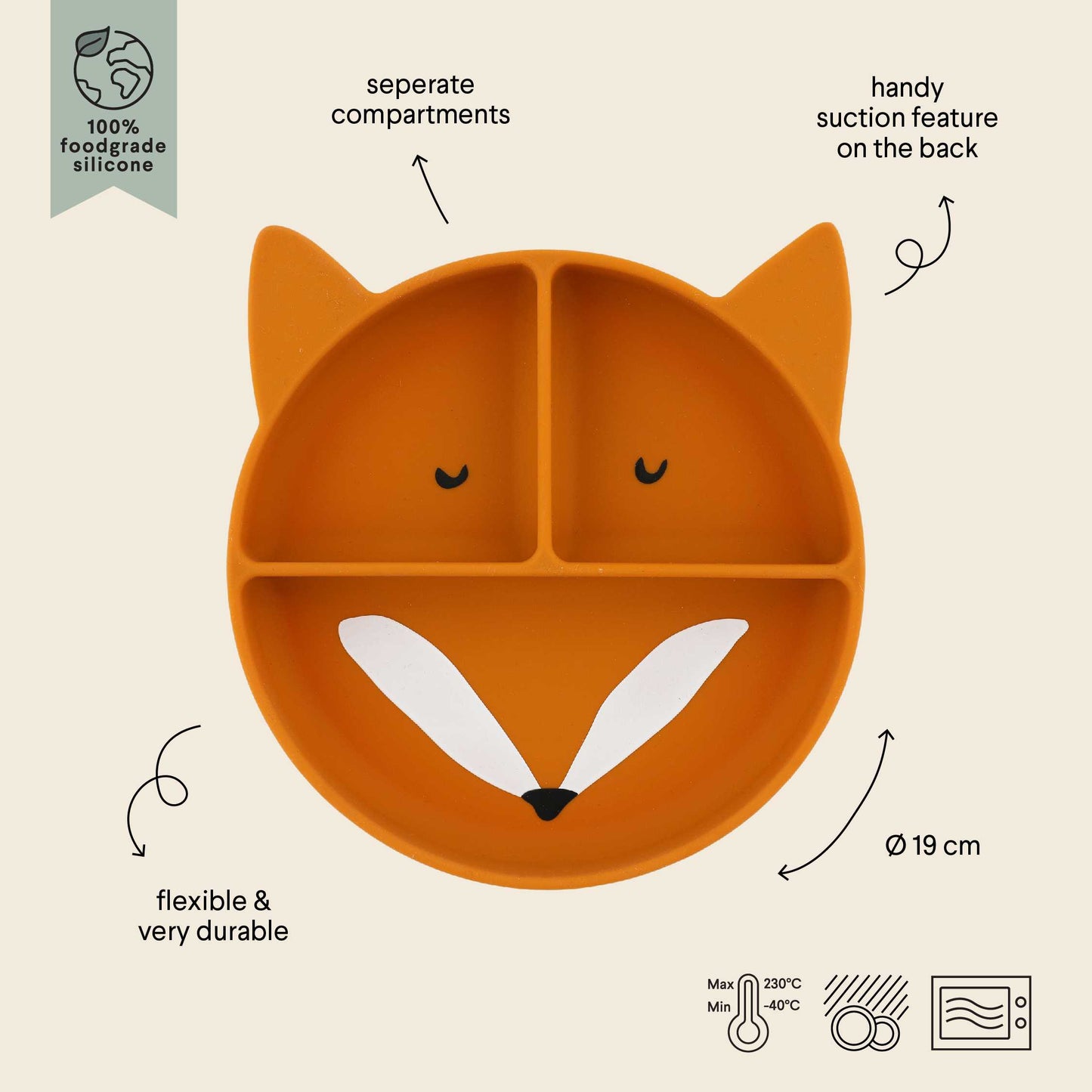 Plato dividido de silicona con ventosa Mr. Fox - Trixie