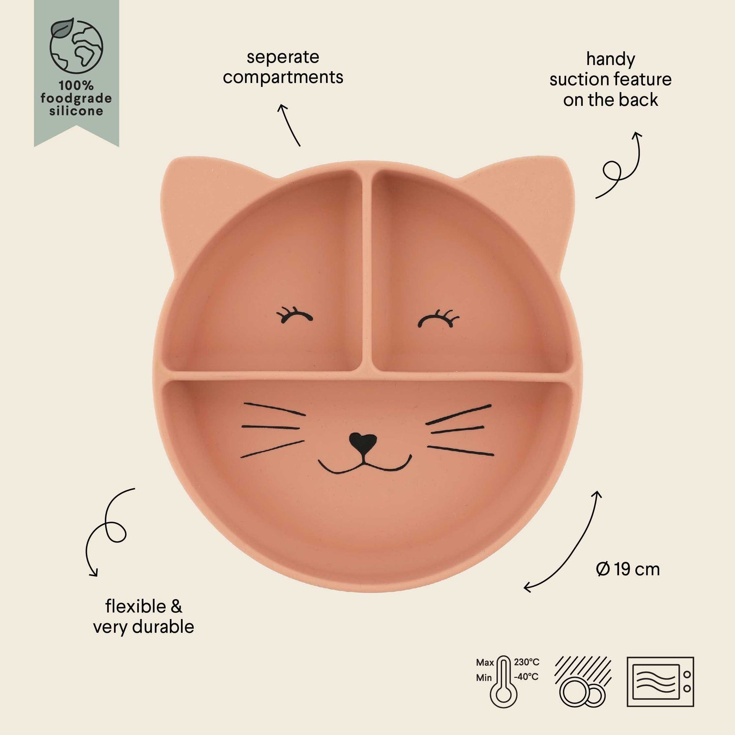 Plato dividido de silicona con ventosa Mrs. Cat - Trixie