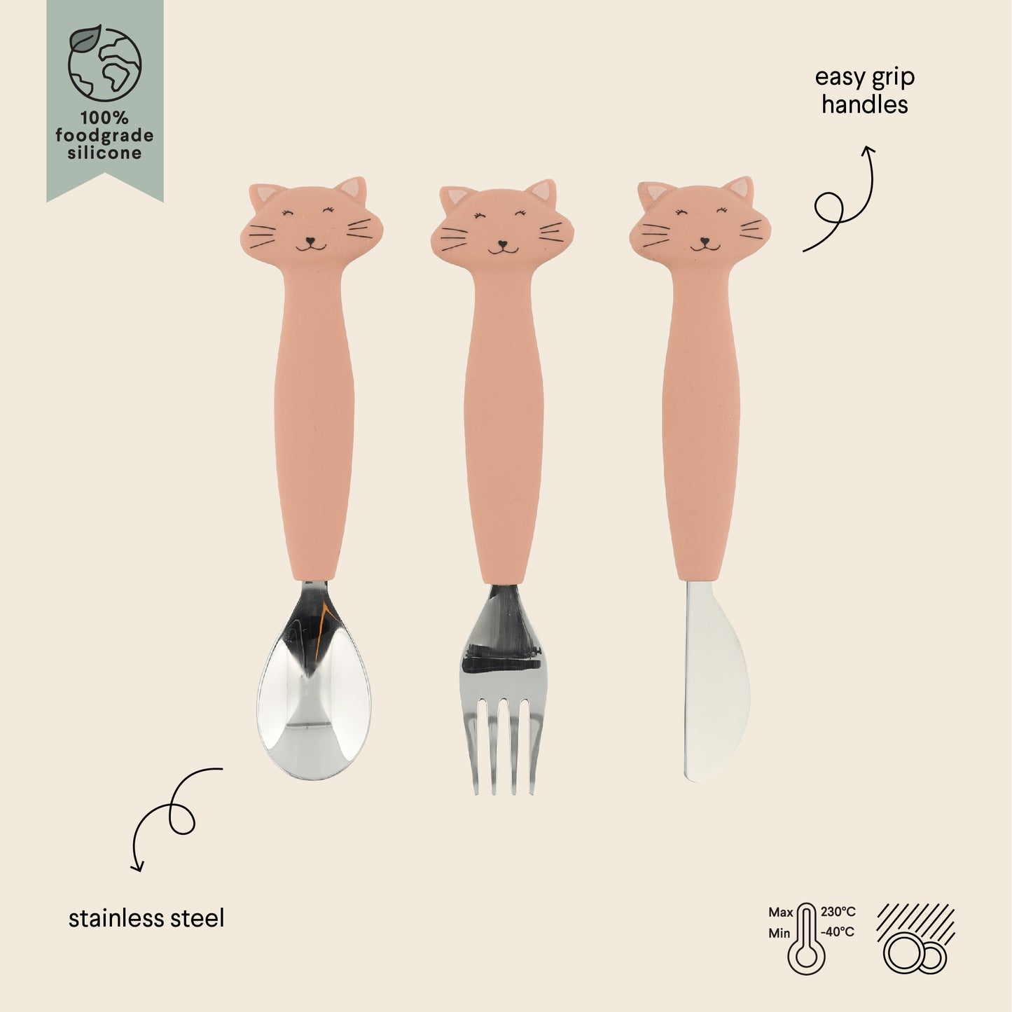 Set 3 cubiertos silicona Mrs. Cat - Trixie