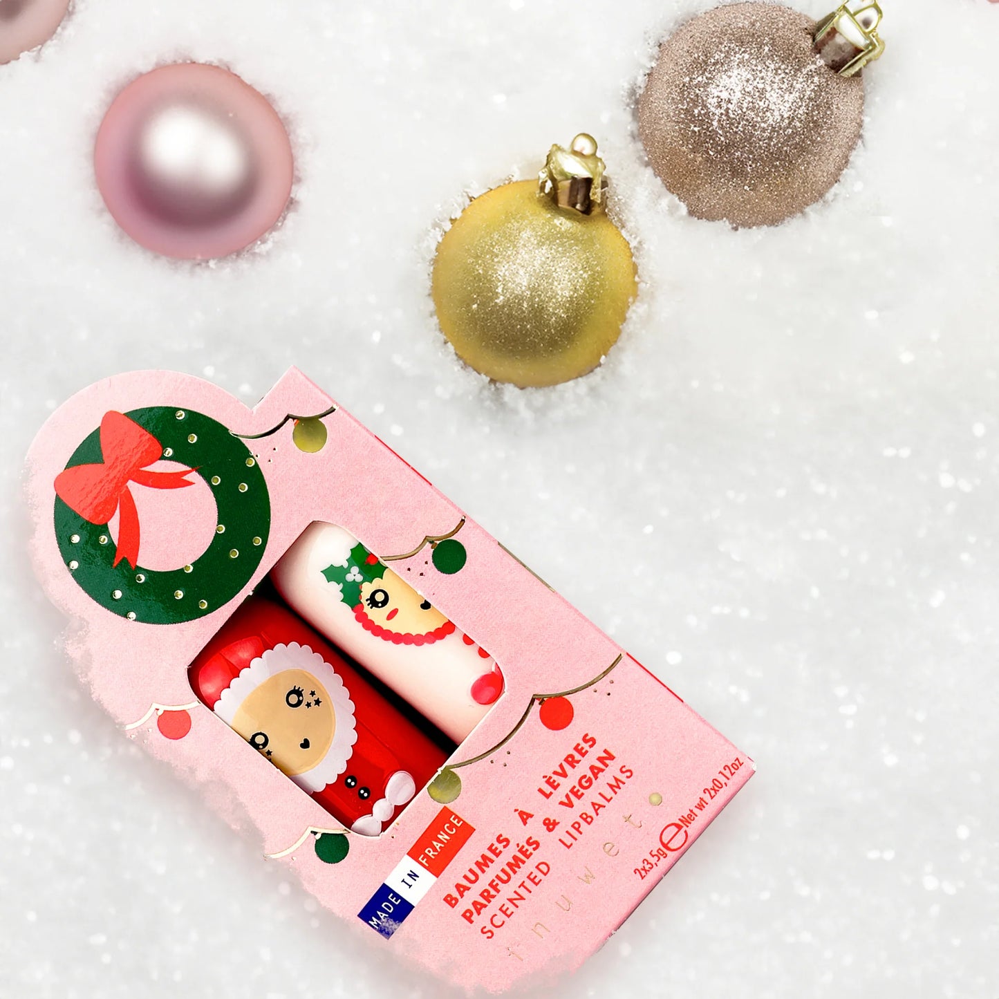 Caja regalo Corona Navidad con 2 labiales - Inuwet