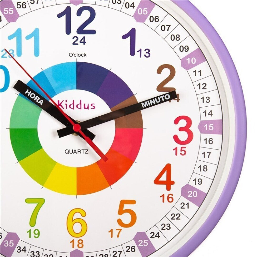 Reloj educativo de pared 30cm Violeta - Kiddus