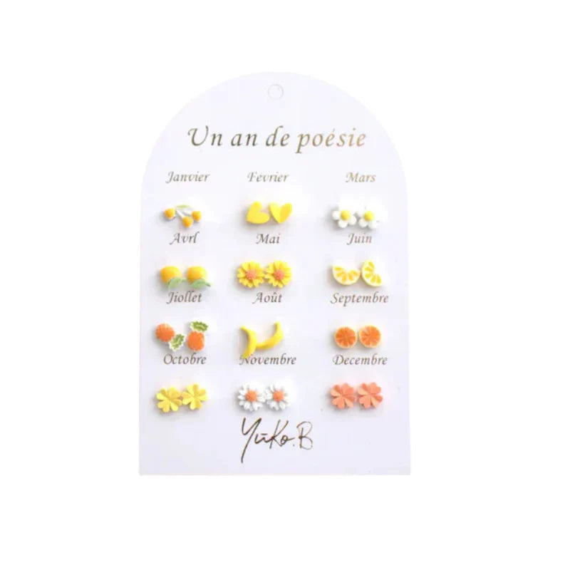 Pack de 12 Pendientes amarillo Yuko.B