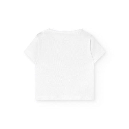 Camiseta punto canalé blanca Boboli