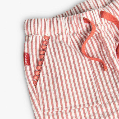 Pantalón popelín rayas naranja y blanco Boboli