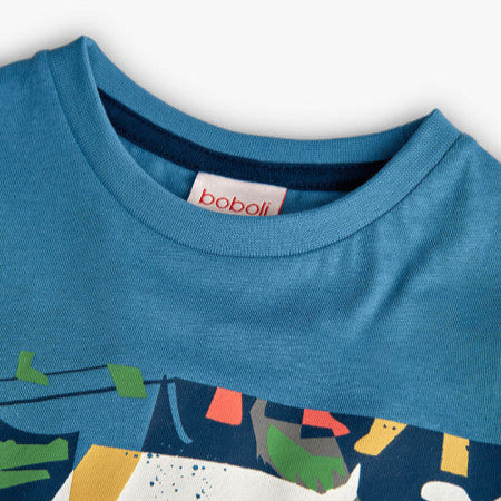 Camiseta azul animales niño Boboli