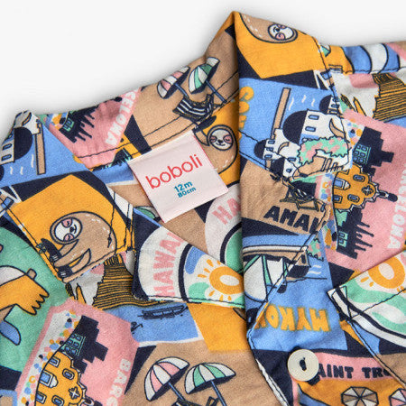 Camisa popelín niño estampada - Boboli