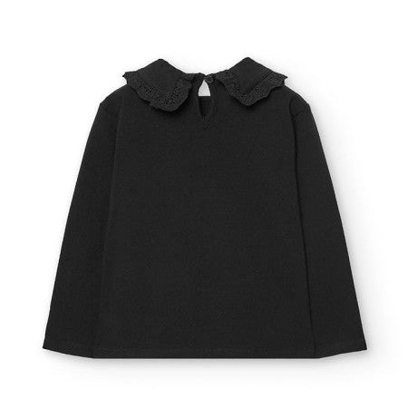 Camiseta cuello bebé niña de punto negro - Boboli