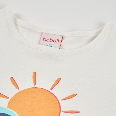 Camiseta niña algodón blanca estampado sol - Boboli