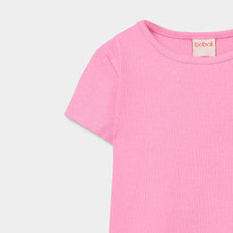 Camiseta niña punto canalé rosa - Boboli